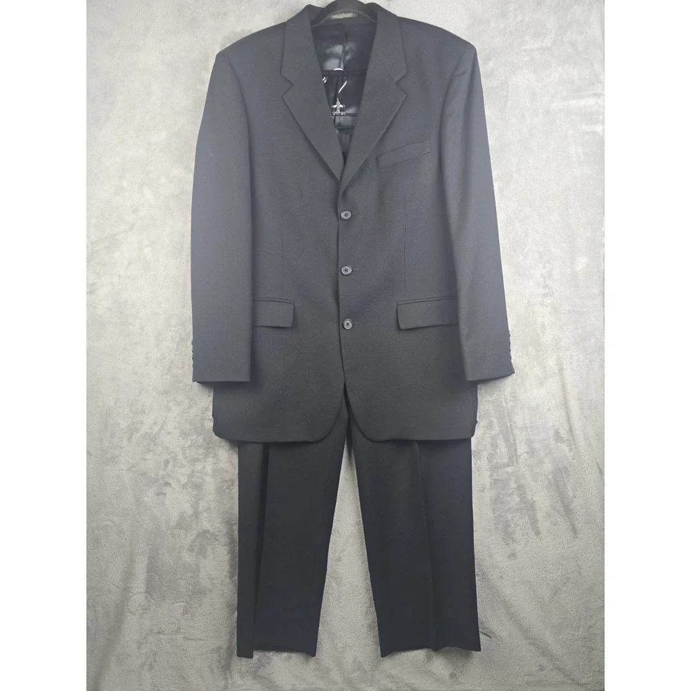 Chaps Ralph Lauren Suit Mens 42T 34x30 Black Wool Canada Vintage 90's